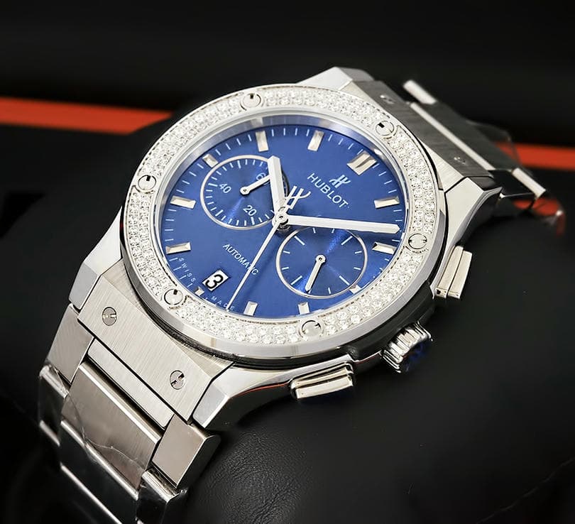 Hublot Classic Fusion Blue Dial Diamond Bezel Watch 1767649648 78d977fb