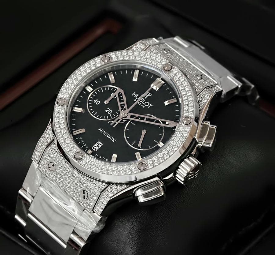 Hublot Classic Fusion Chronograph Black Dial Diamond Watches Price In Pakistan 1767649651 9e160bc4